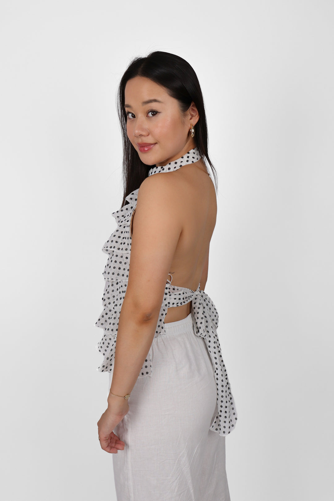 Polka Ruffled Top - Stretch