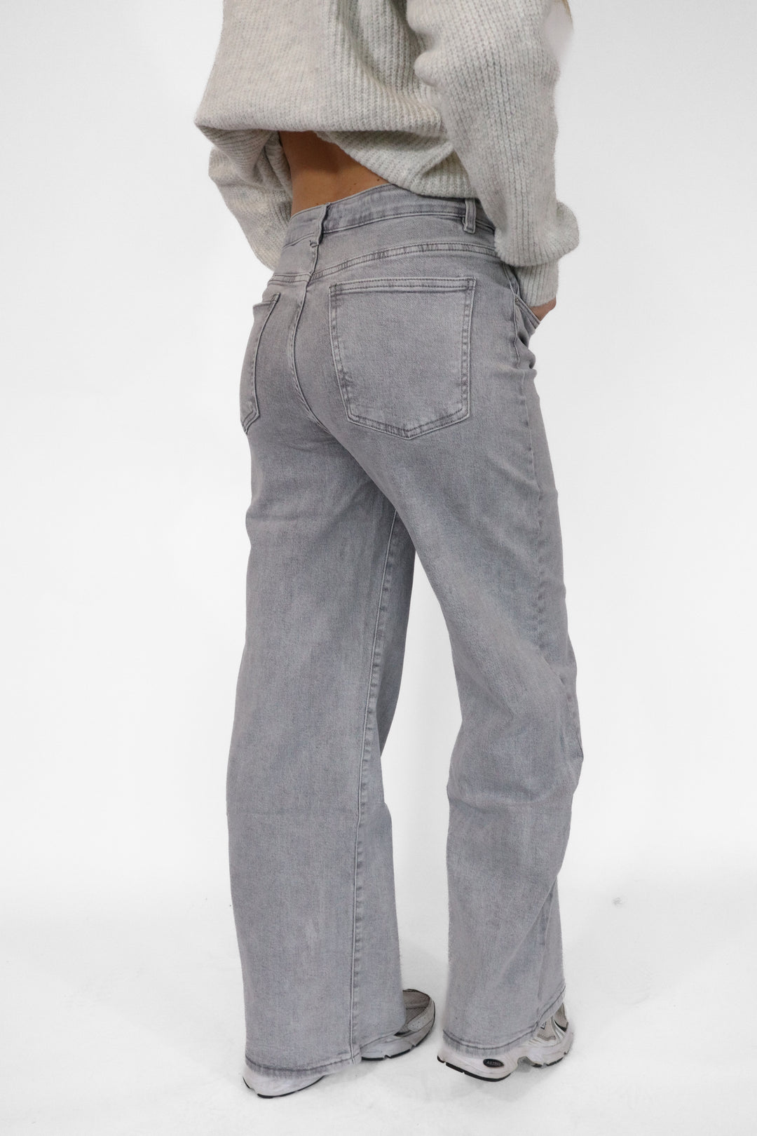 Lace Up Wide Leg Jeans - Stretch