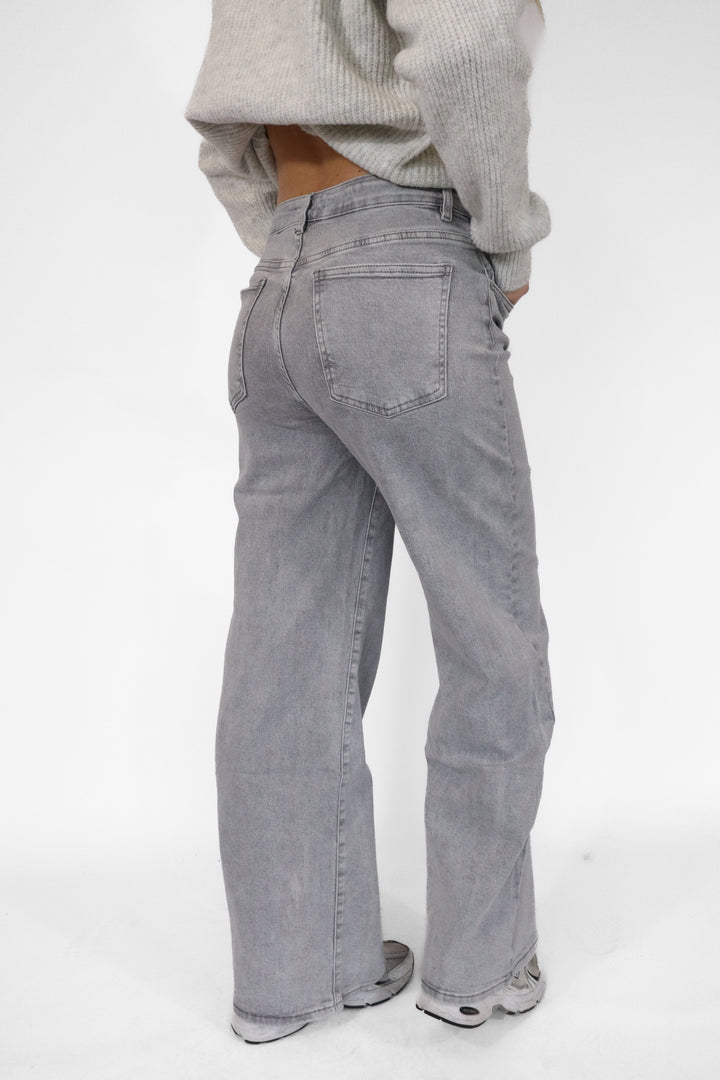 Lace Up Wide Leg Jeans - Stretch