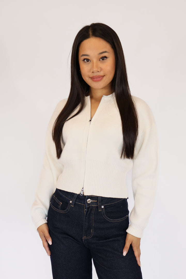 Basic Knit Zipper Cardigan