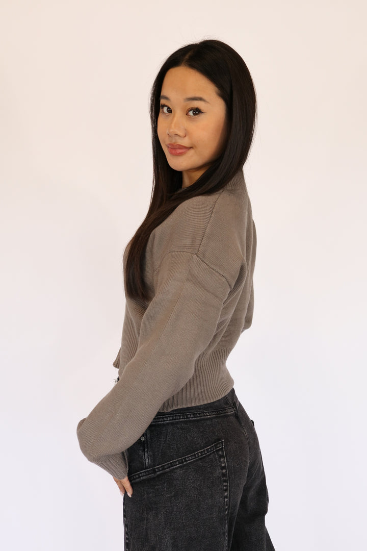 Basic Knit Zipper Cardigan