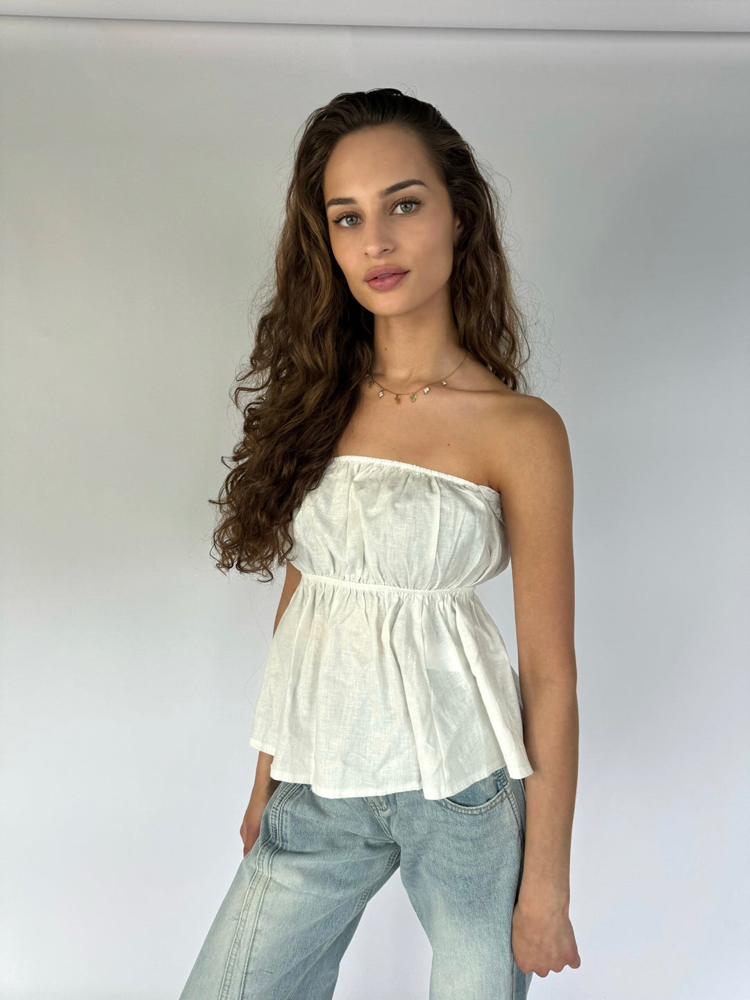 Linen Peplum Top