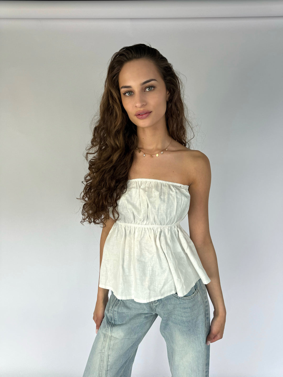 Linen Peplum Top