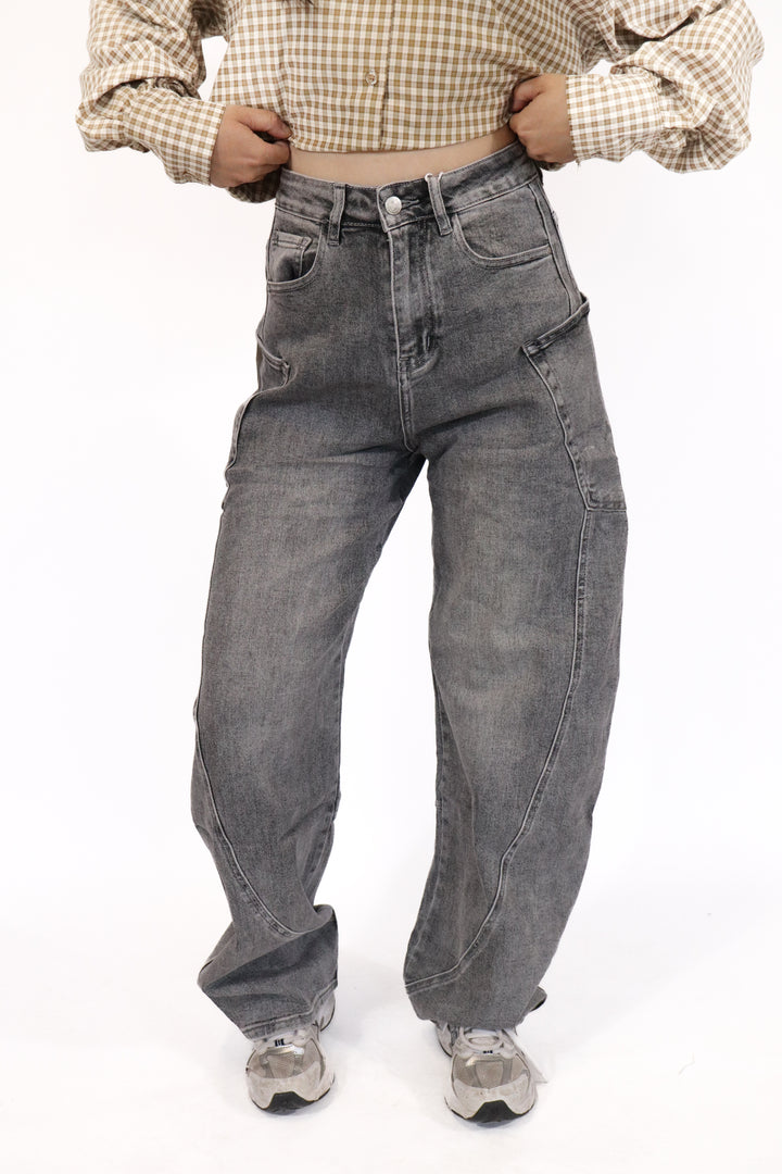 Baggy Balloon Wide Leg Jeans - Stretch