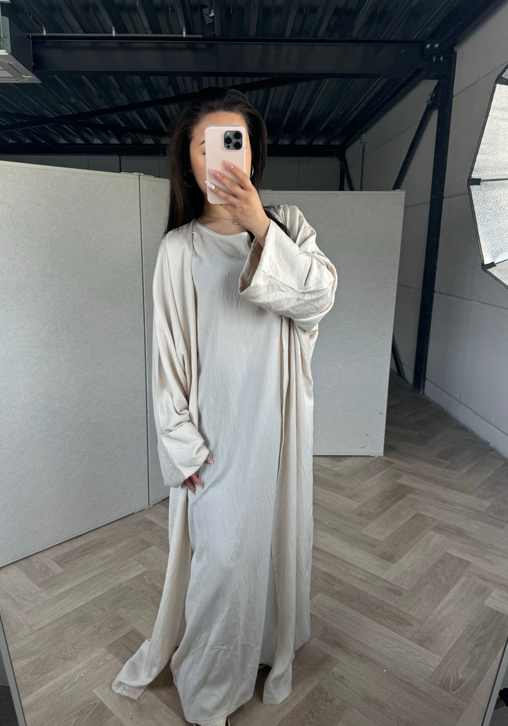 Yen Two Piece Set Abaya - Light Beige