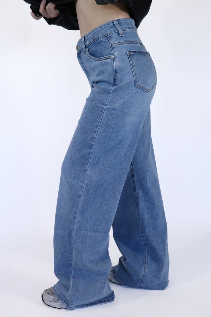 Sky Plus Size Wide Leg Jeans - Stretch