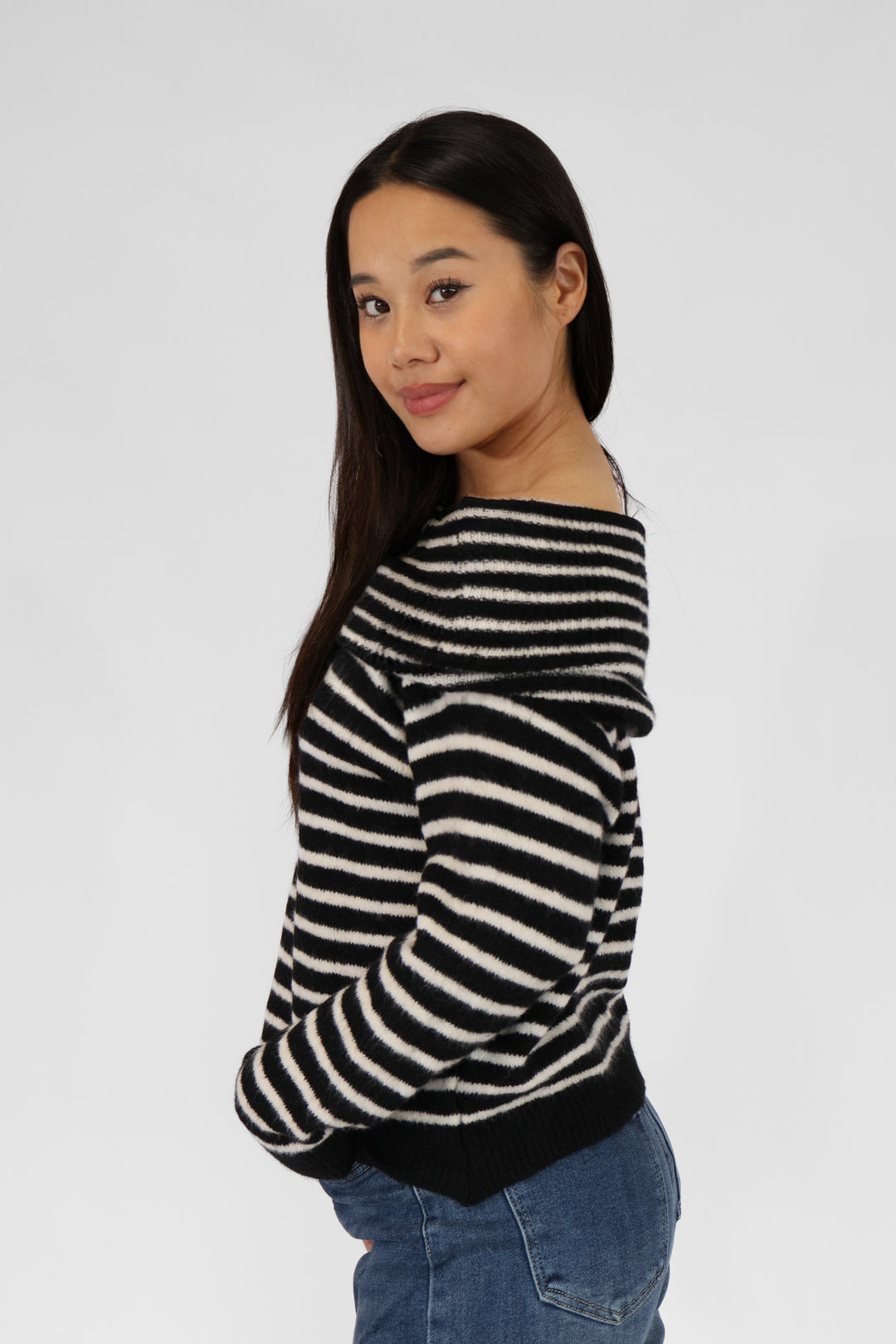 Striped Off Shoulder Sweater