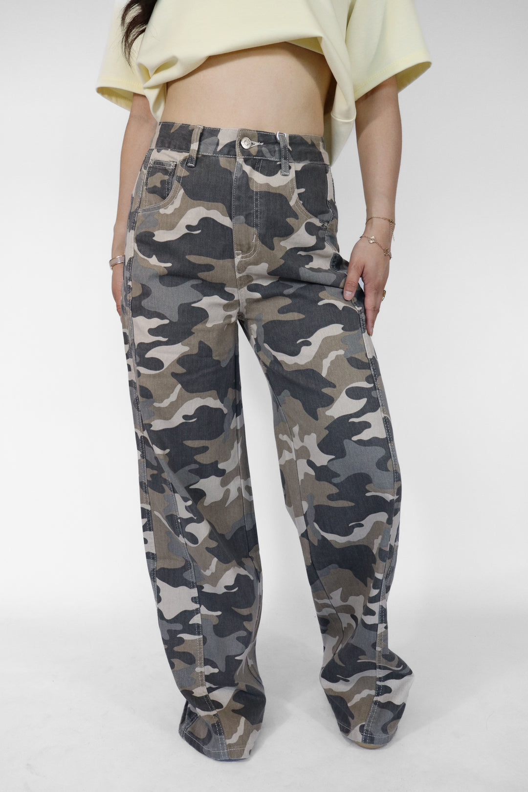 Camo Wide Leg Jeans - Light Stretch