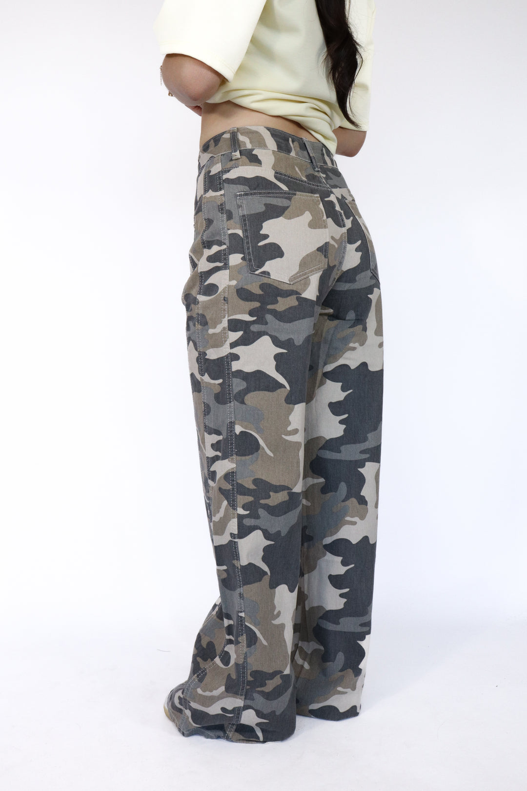 Camo Wide Leg Jeans - Light Stretch