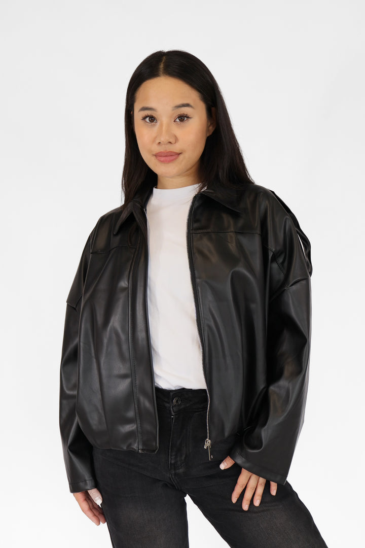 Inaya Oversized Leather Jacket