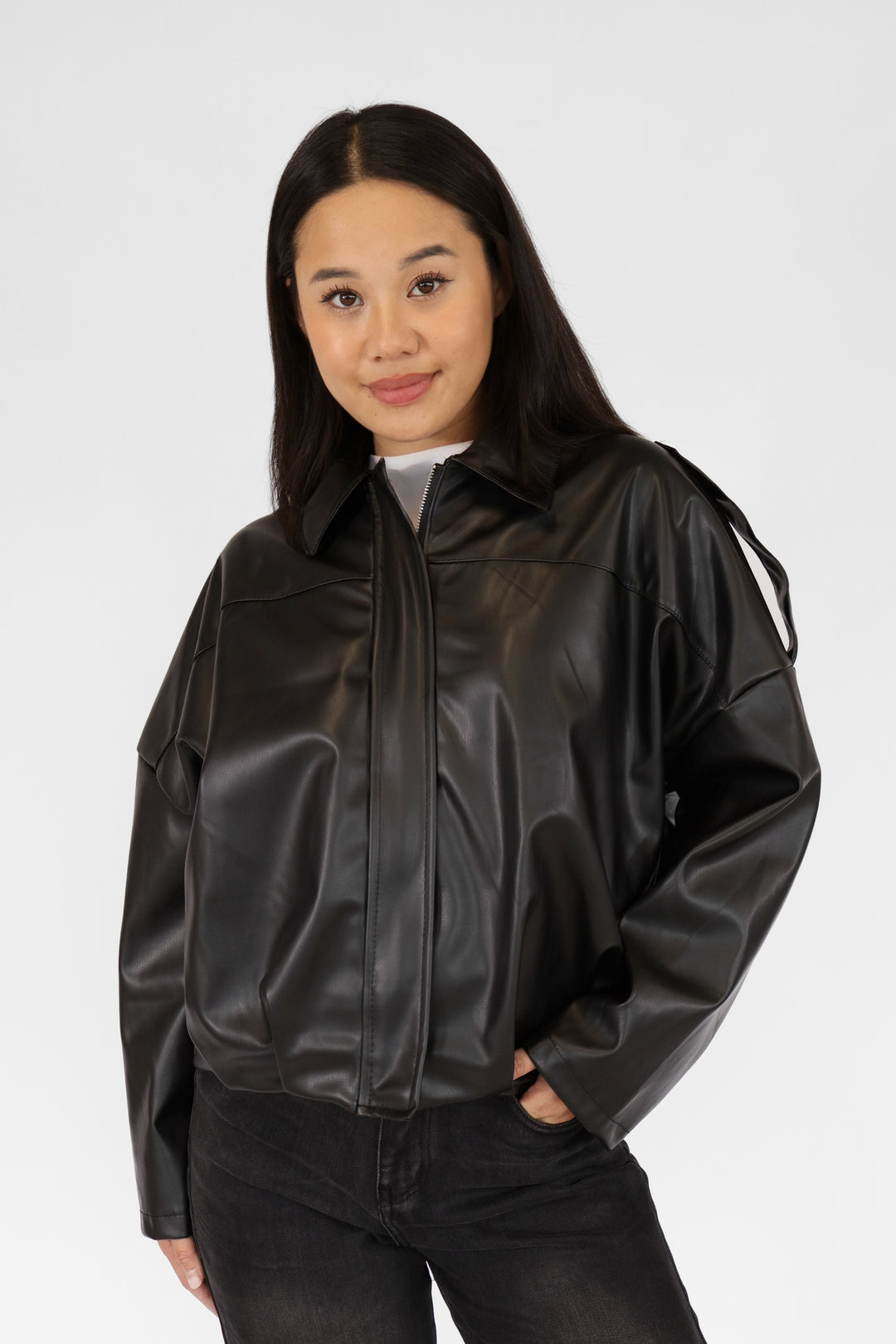 Inaya Oversized Leather Jacket