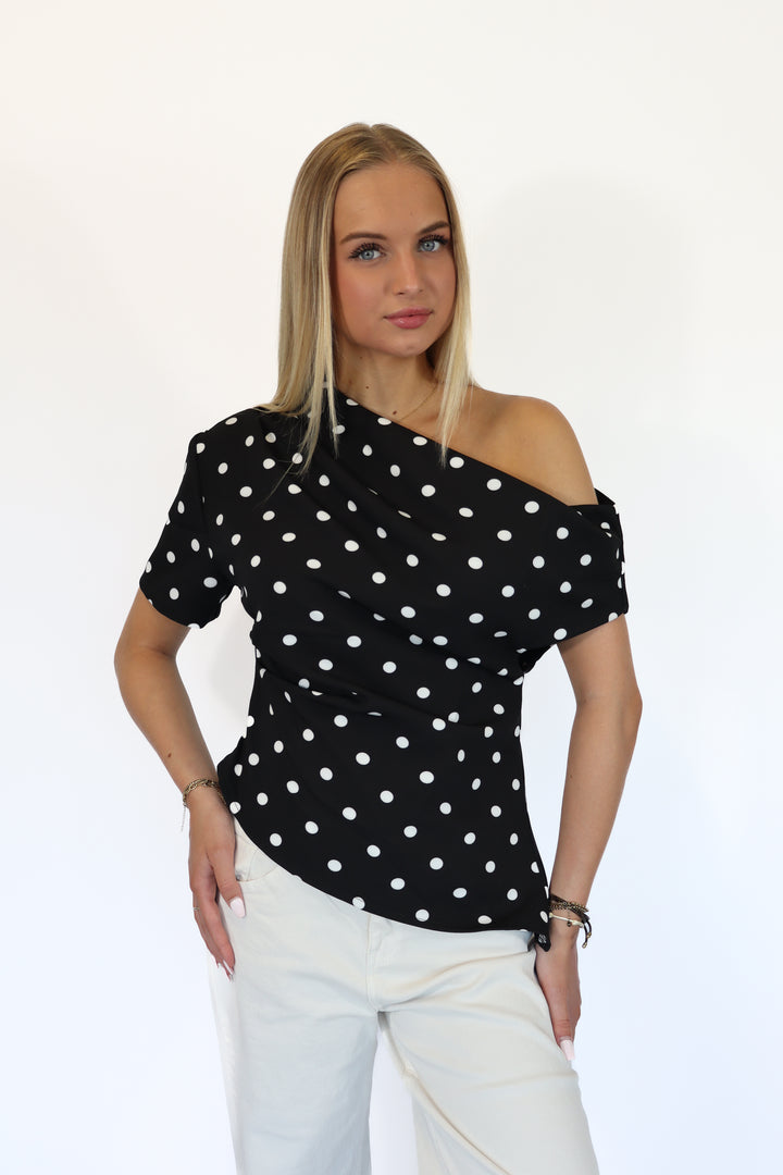 Draped Polka Dot Top