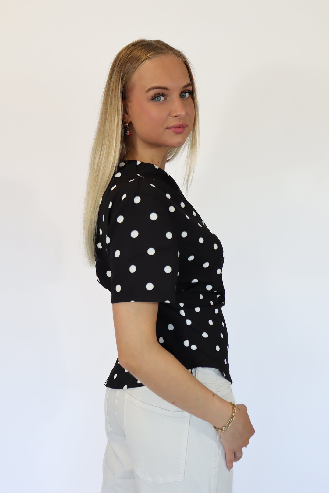 Draped Polka Dot Top