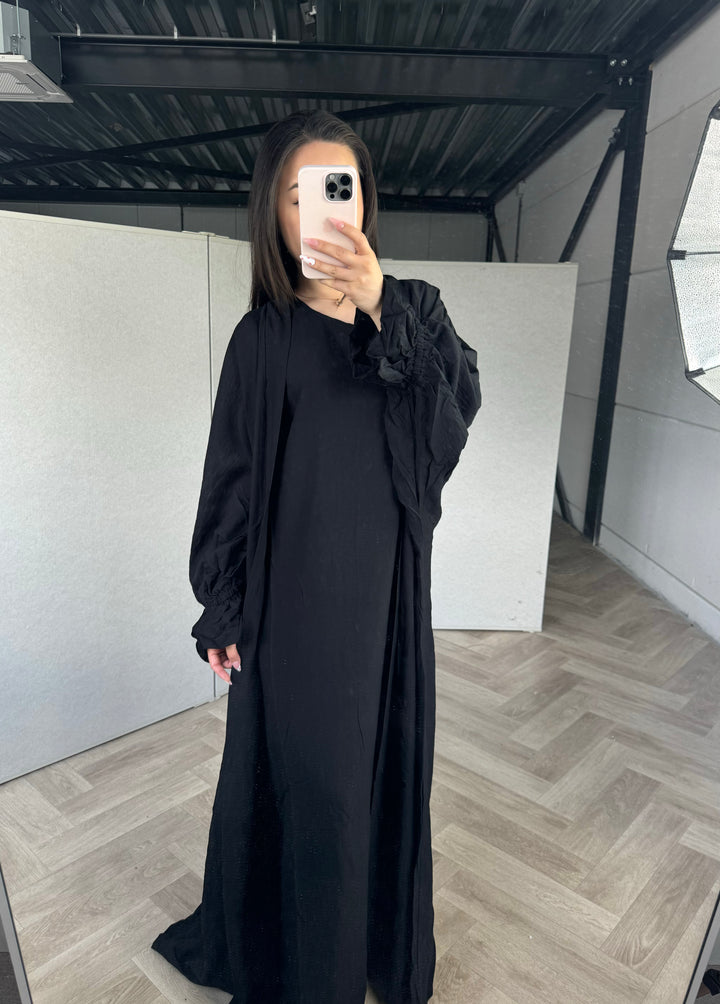 Jade Abaya Two Piece Set - Black