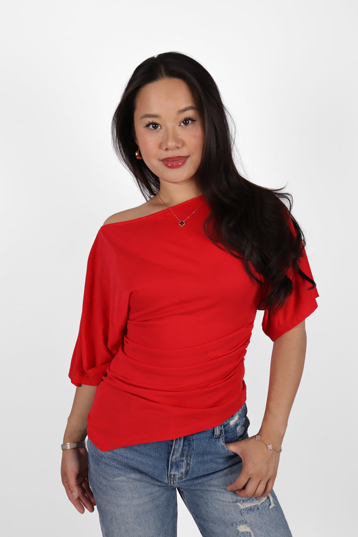 Ivory Draped Top - Stretch