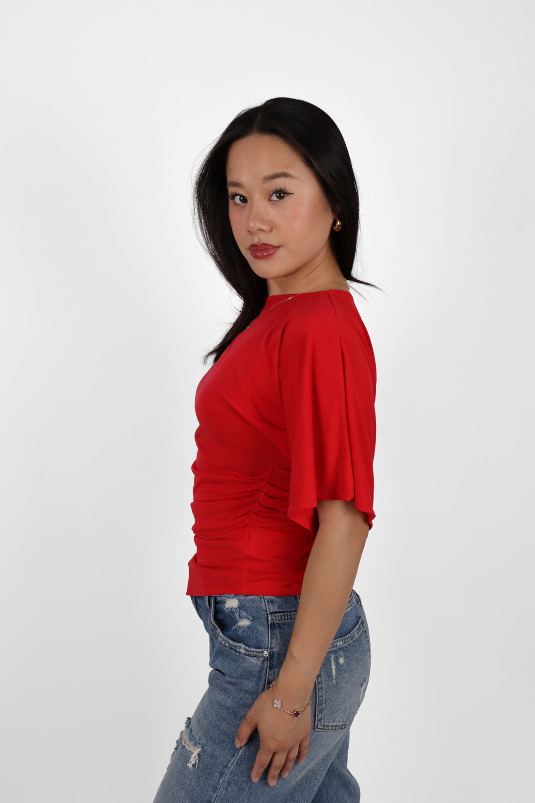 Ivory Draped Top - Stretch