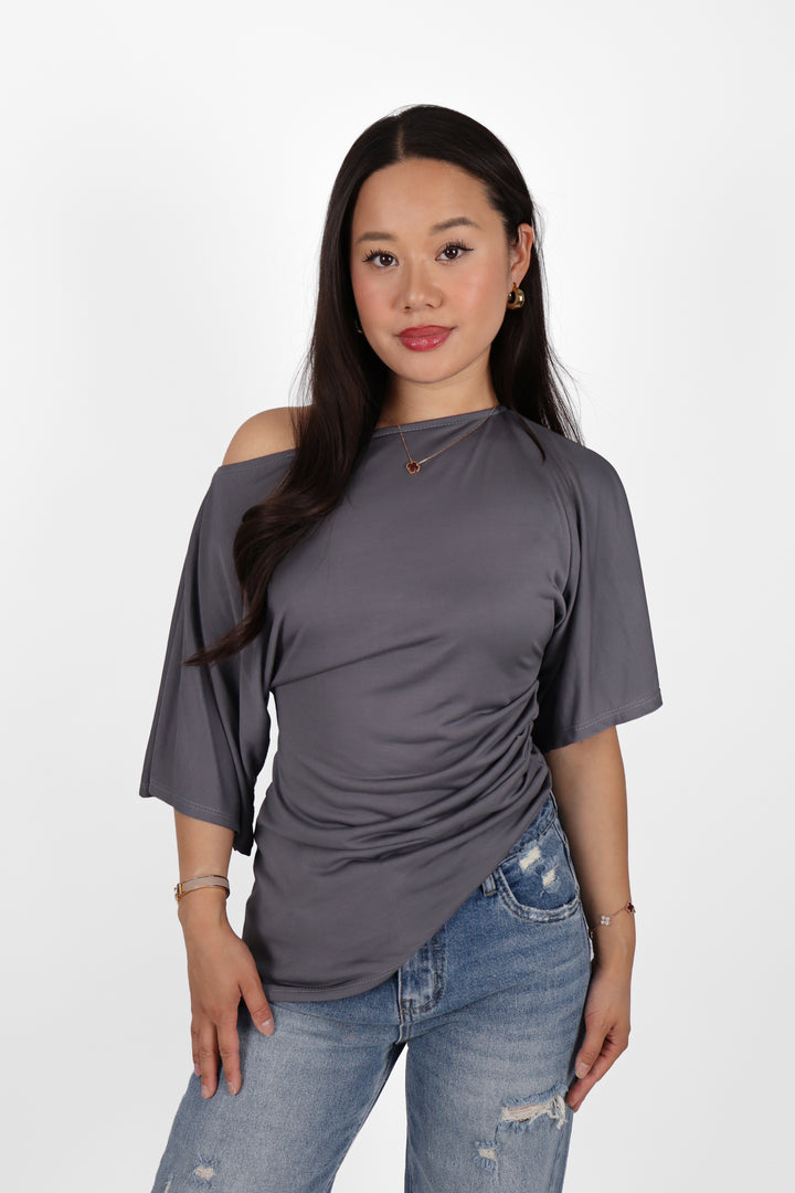 Ivory Draped Top - Stretch