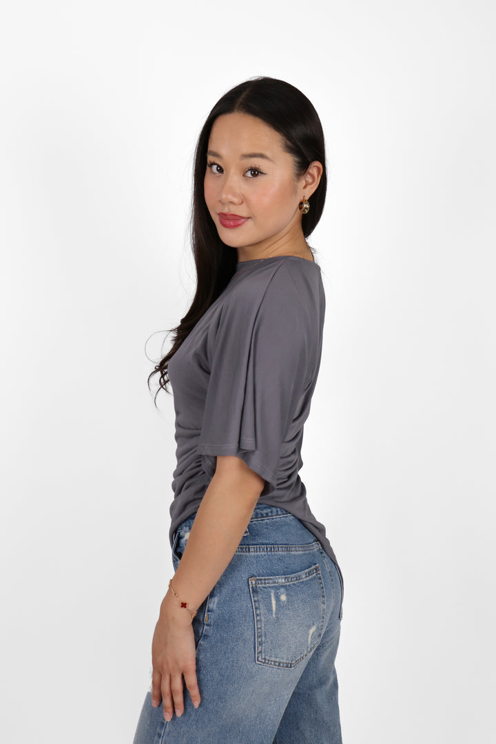 Ivory Draped Top - Stretch