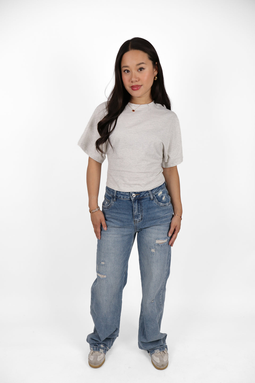 Distressed Wide Leg Jeans - Stretch