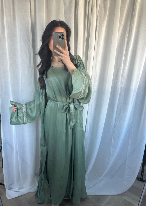 Abaya With Headscarf - Green