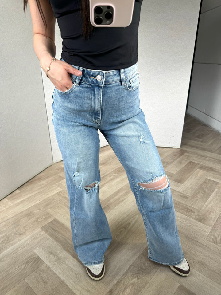 Lauren Ripped Stretch Jeans - Denim