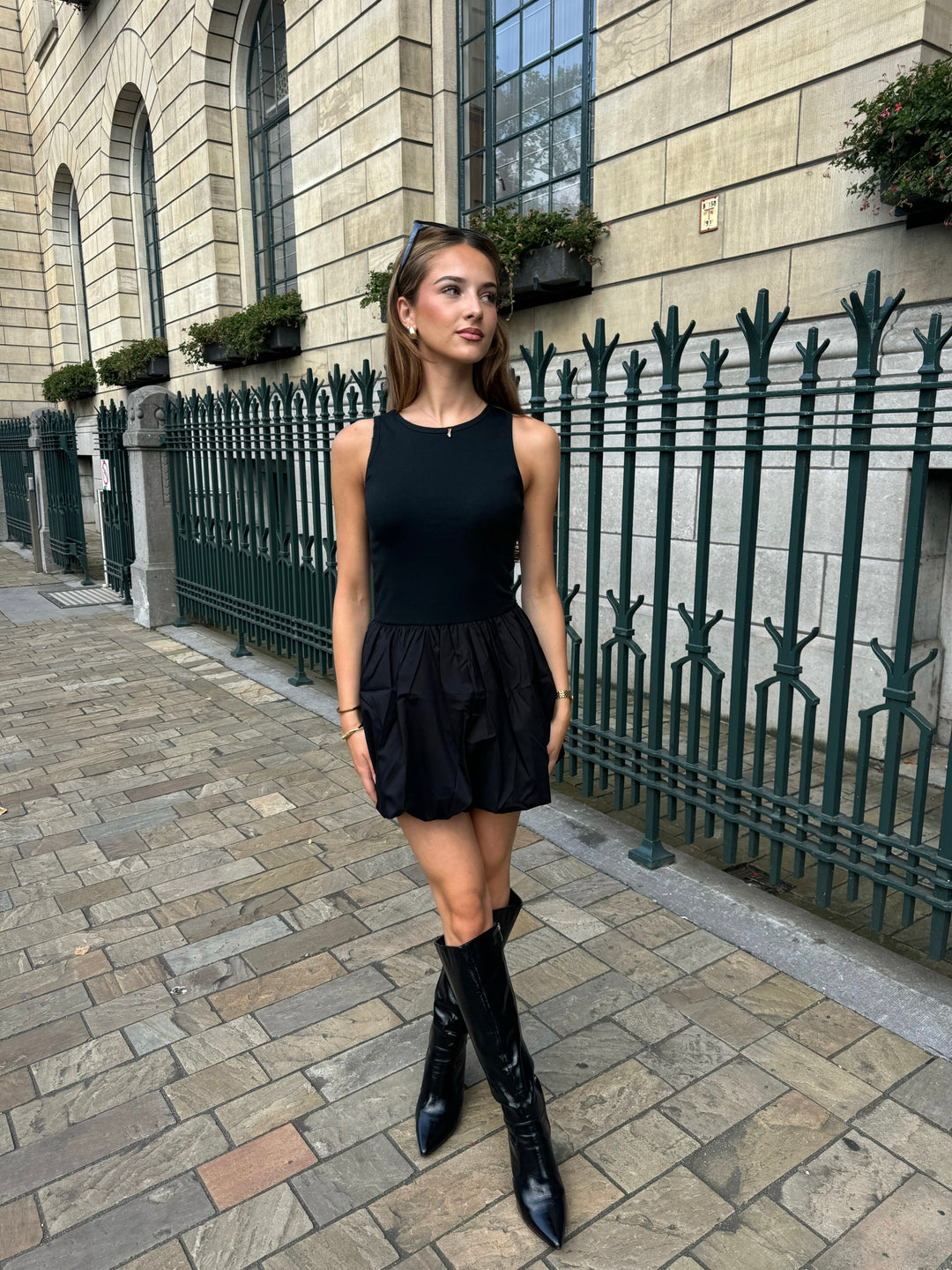 Chrissy Balloon Dress - Black