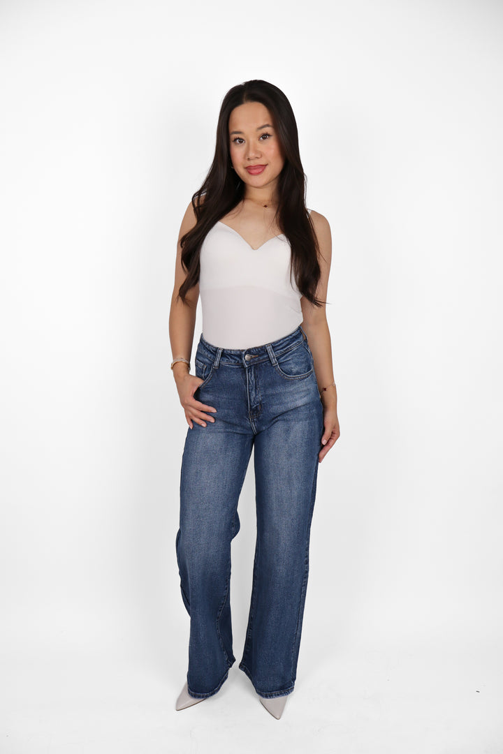 The Mi Amor Wide Leg Jeans - Stretch