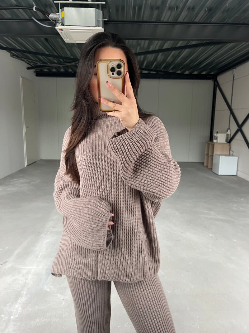 Turtle Neck Two Set Piece - Taupe