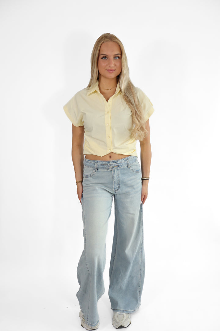 Belted Wide Leg Jeans -  Stretch