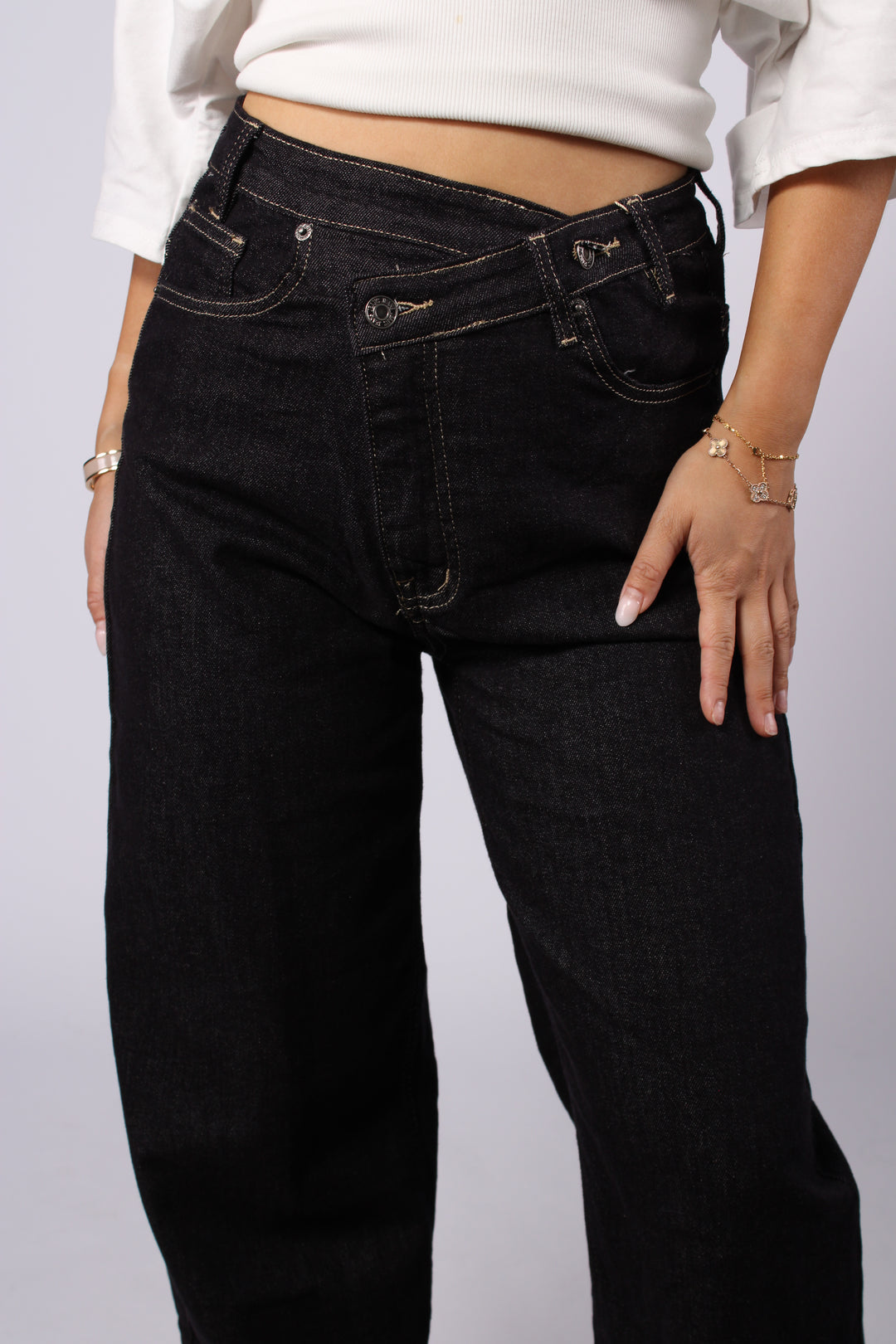 Lou Wide Leg Twisted Jeans - Stretch
