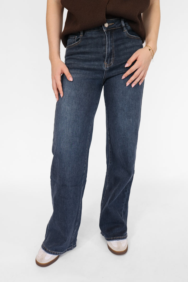 Retro Wide Leg Jeans - Stretch