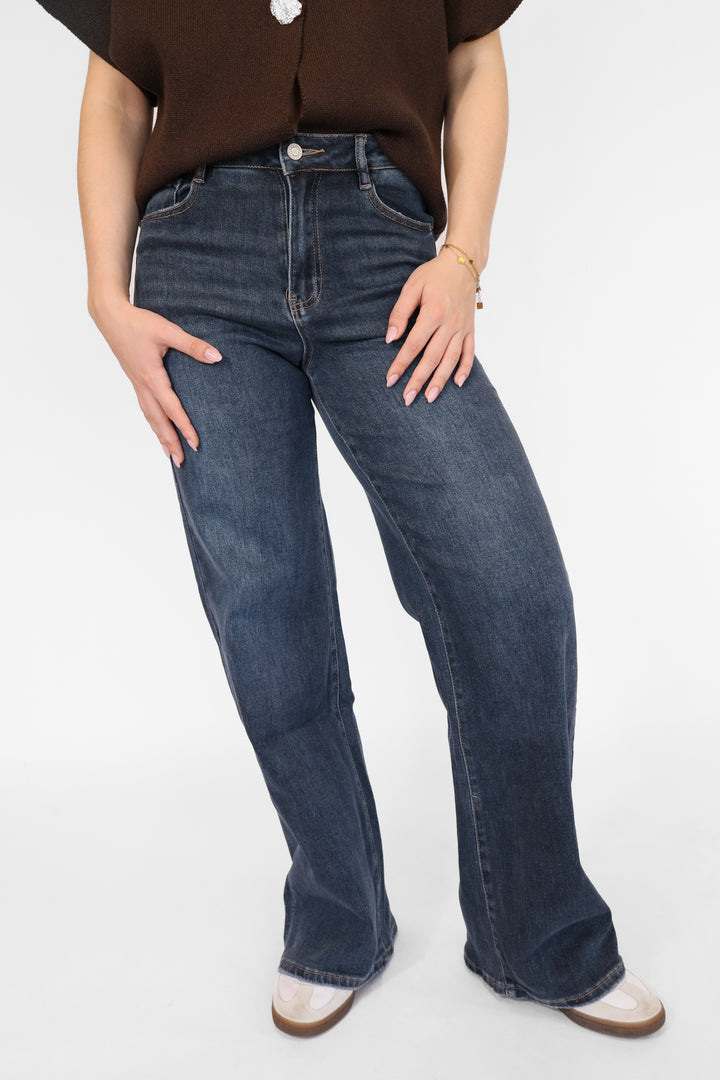 Retro Wide Leg Jeans - Stretch