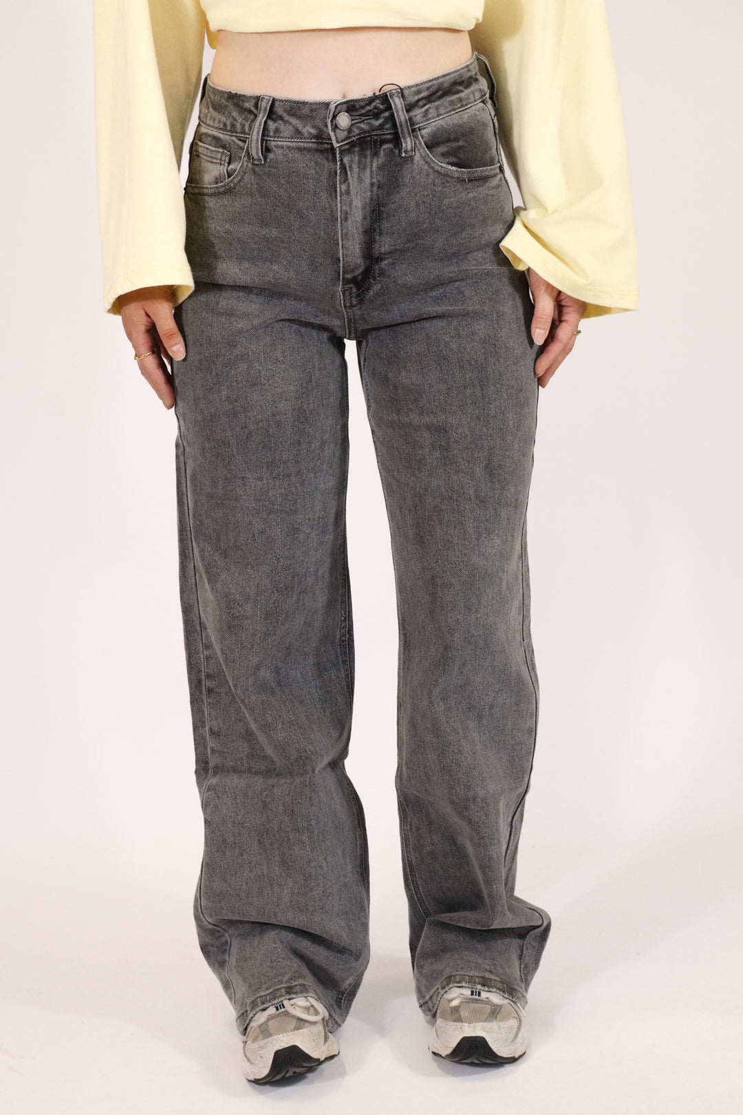 Destroyed Wide Leg Jeans - Stretch