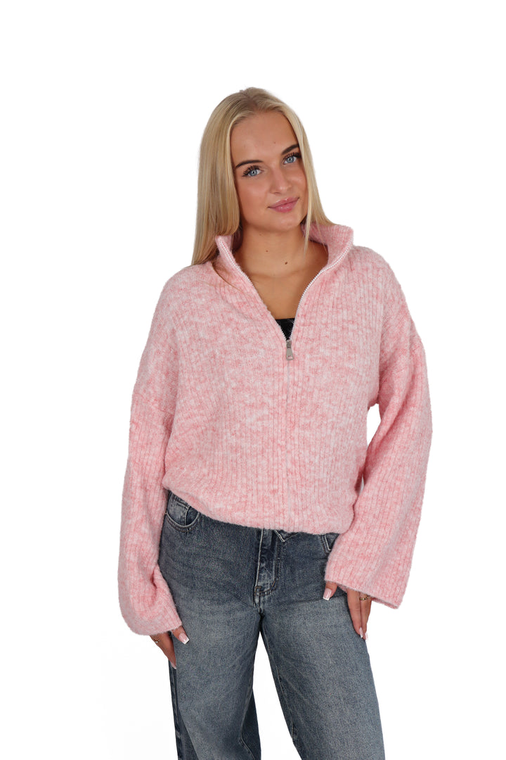 Soft Girl Zipper Sweater - Stretch