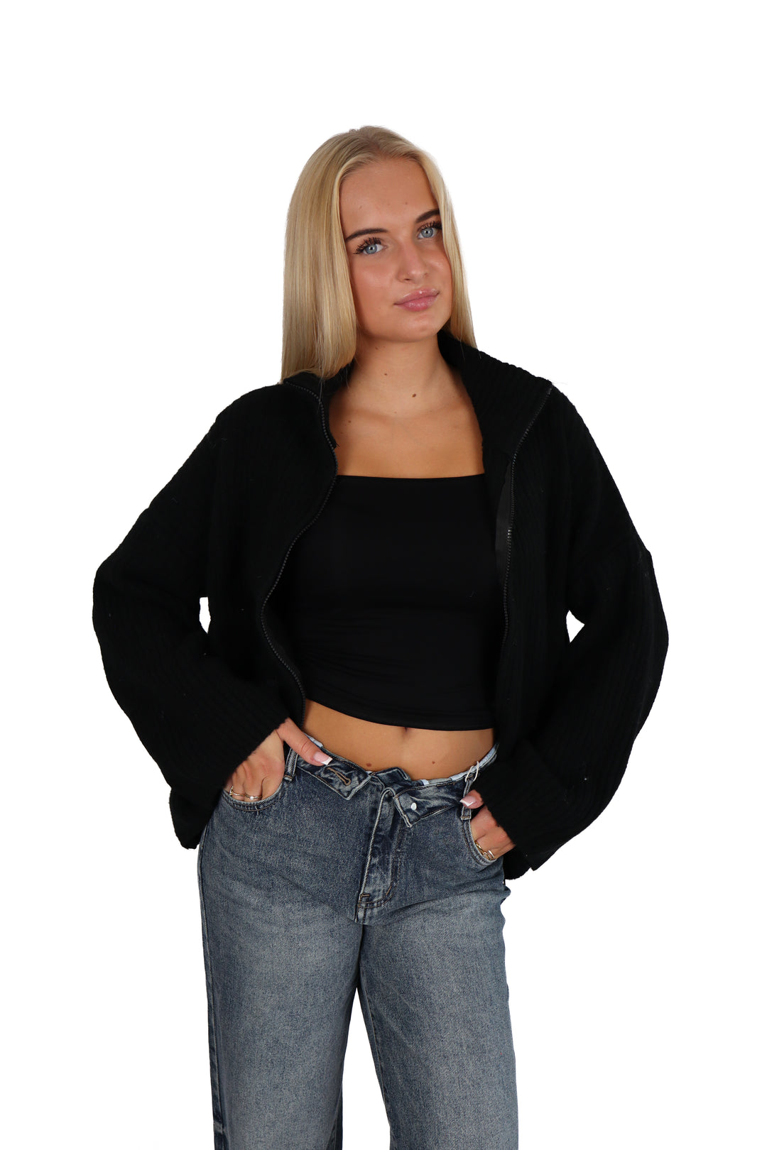 Soft Girl Zipper Sweater - Stretch