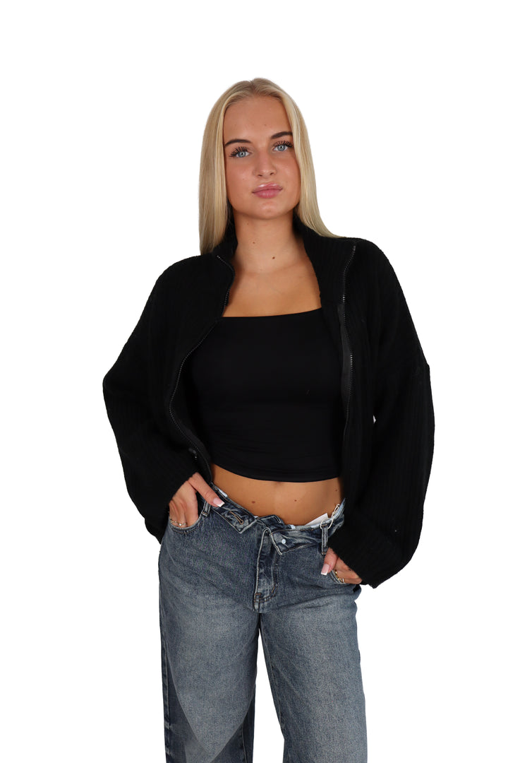 Soft Girl Zipper Sweater - Stretch