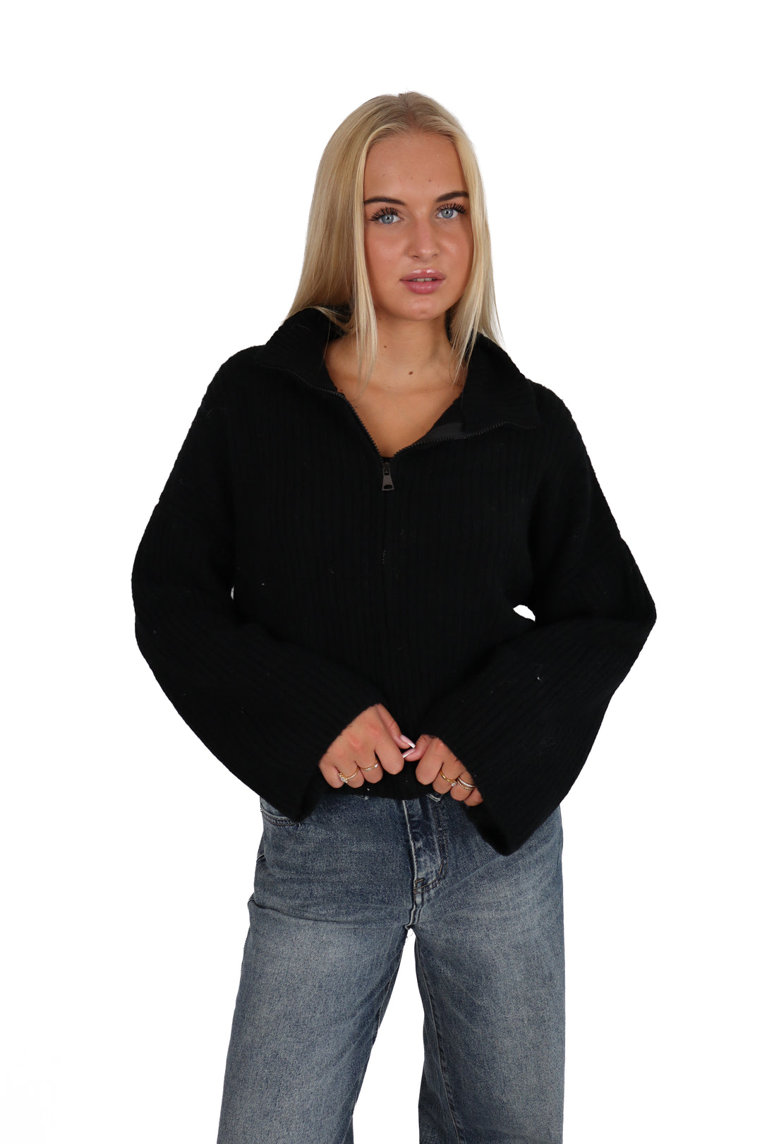 Soft Girl Zipper Sweater - Stretch