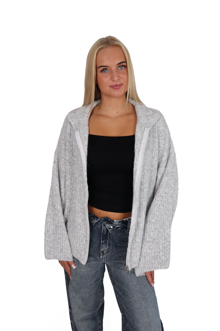 Soft Girl Zipper Sweater - Stretch