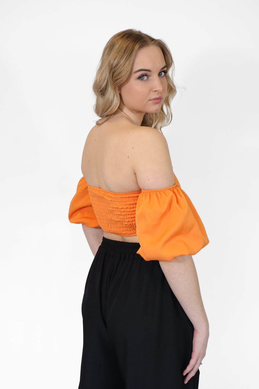 Sienna Off Shoulder Puff Sleeve Top - Stretch
