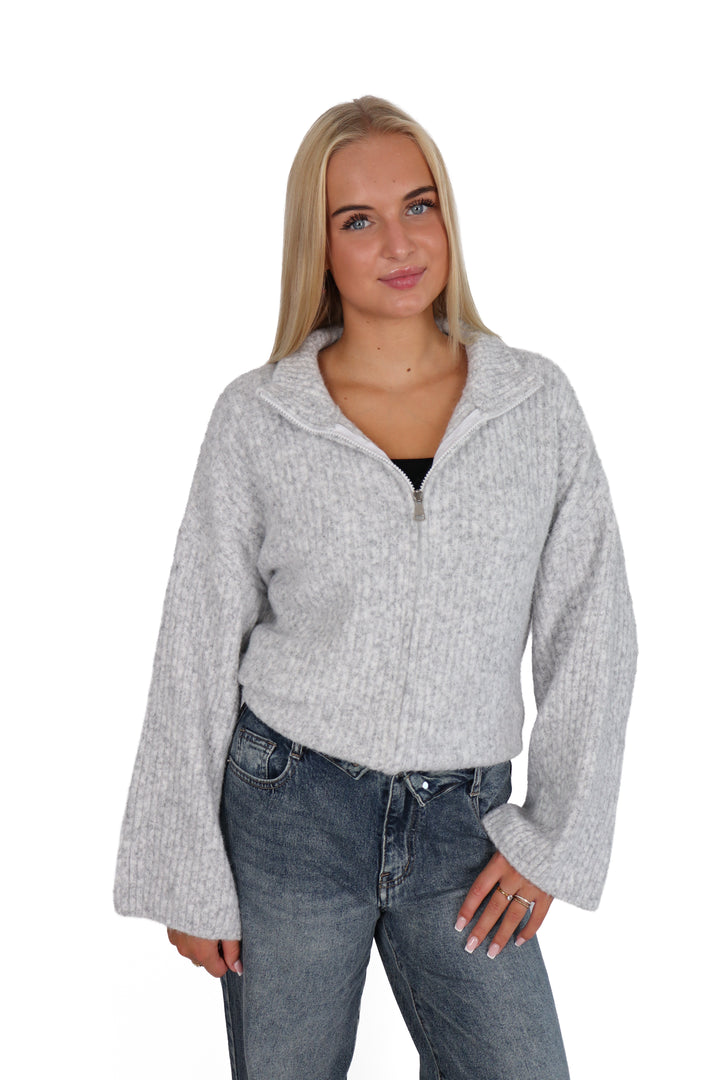 Soft Girl Zipper Sweater - Stretch