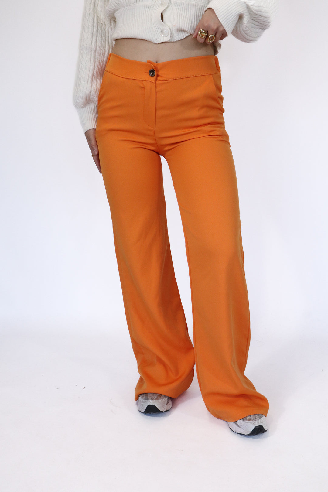 Novera Orange Wide Leg Pants - Light Stretch