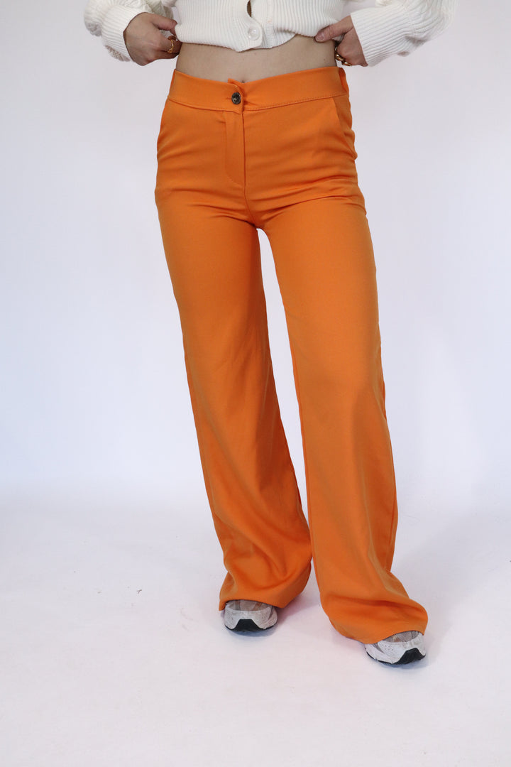 Novera Orange Wide Leg Pants - Light Stretch