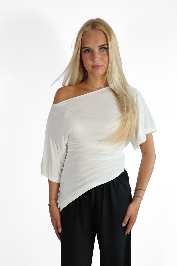 Ivory Draped Top - Stretch