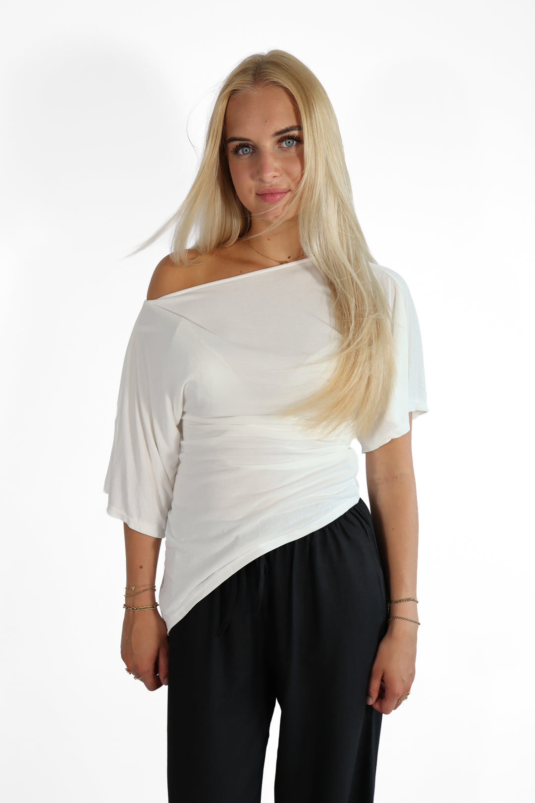 Ivory Draped Top - Stretch