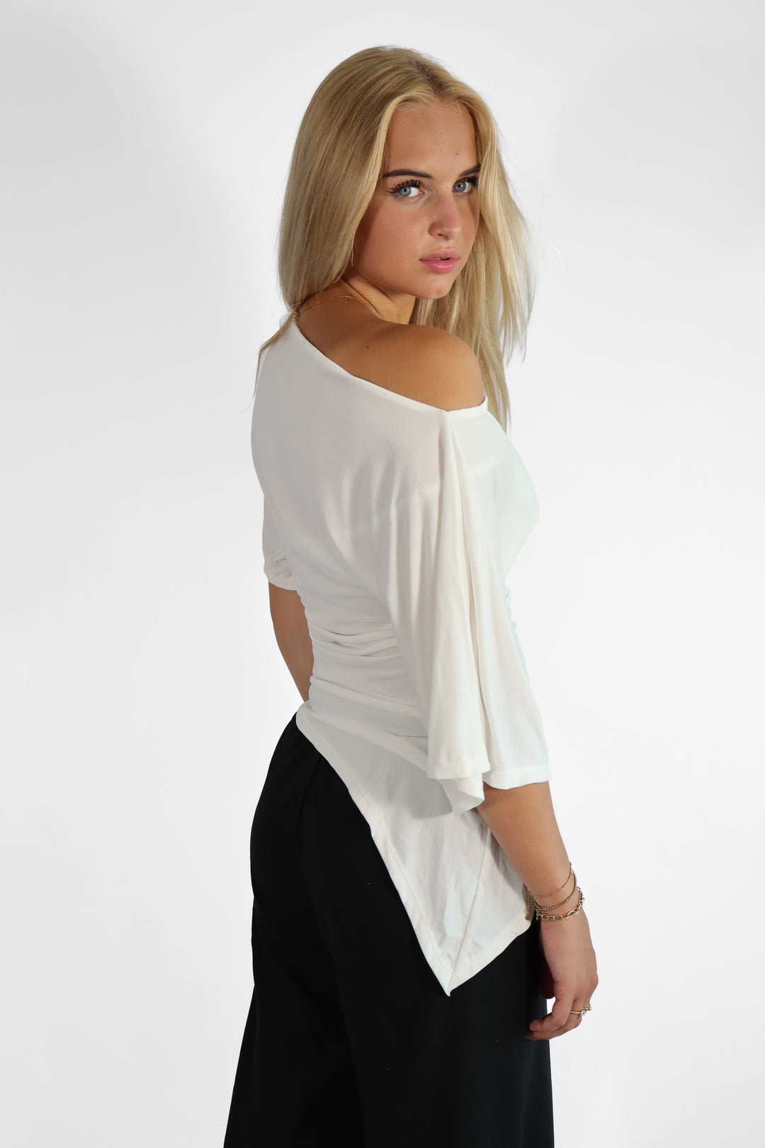 Ivory Draped Top - Stretch