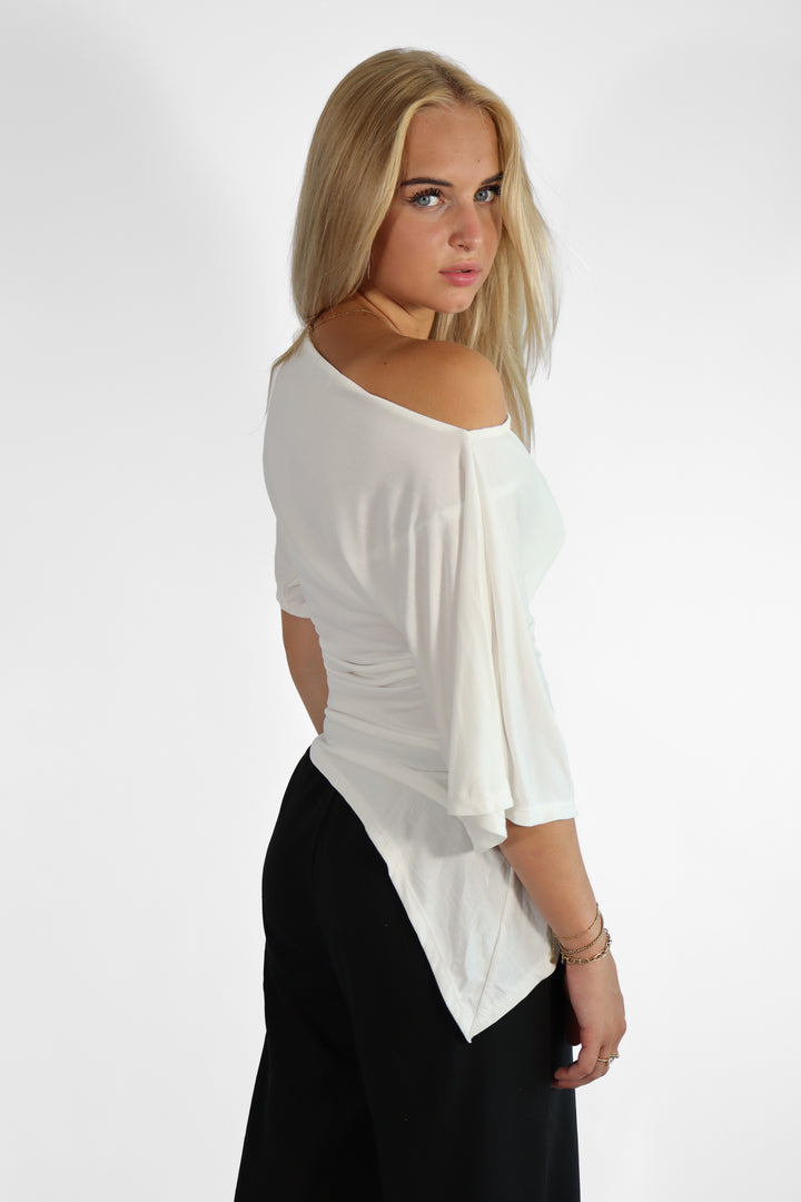 Ivory Draped Top - Stretch