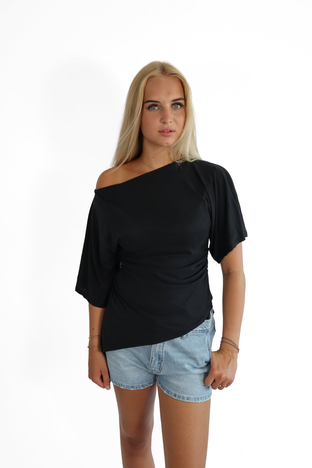Ivory Draped Top - Stretch
