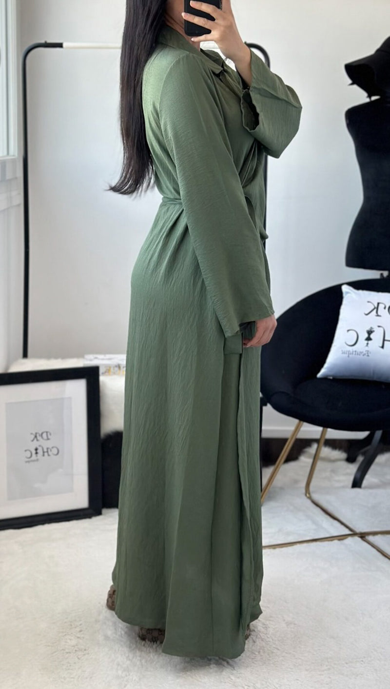 Long Wrap Dress - Khaki