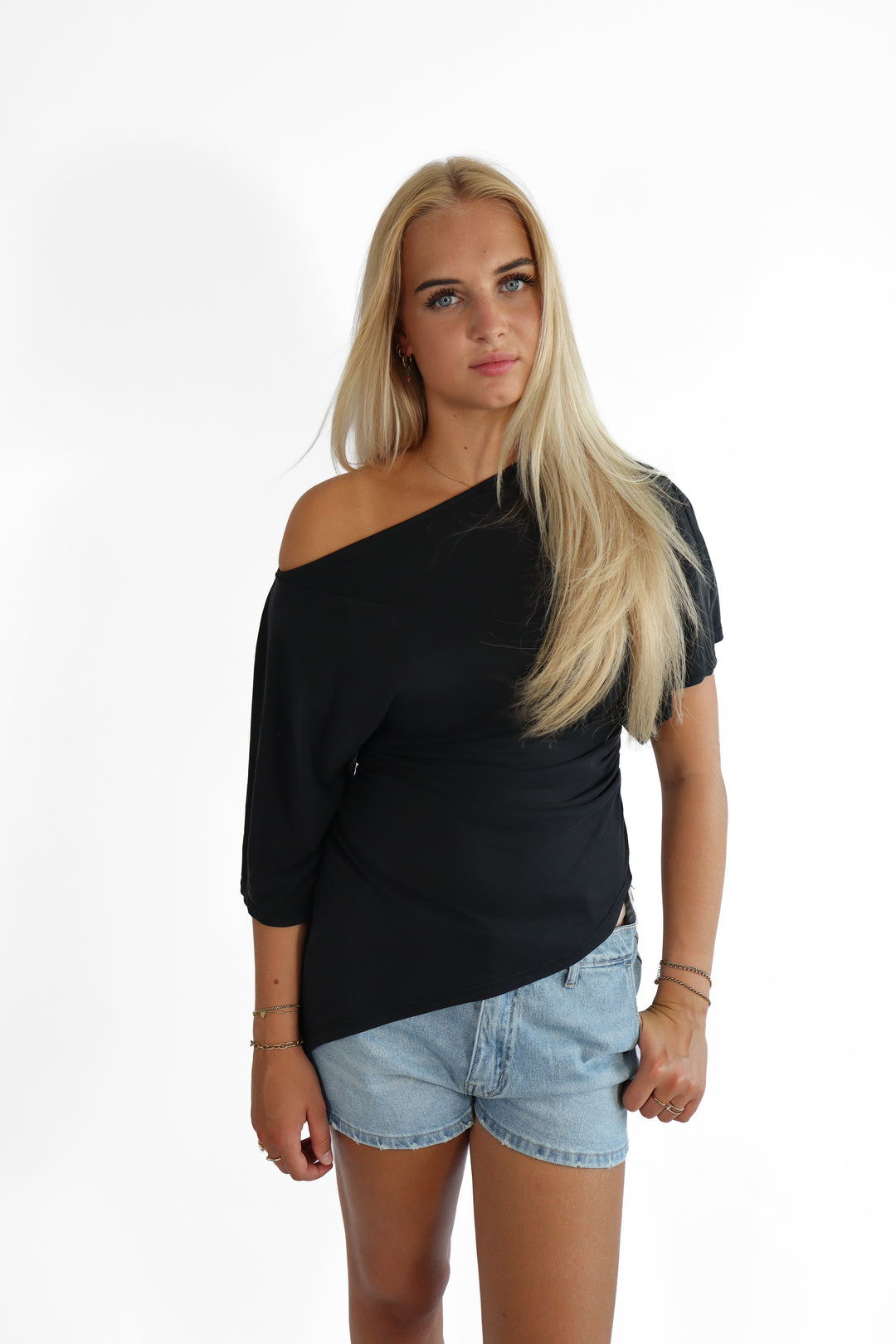 Ivory Draped Top - Stretch