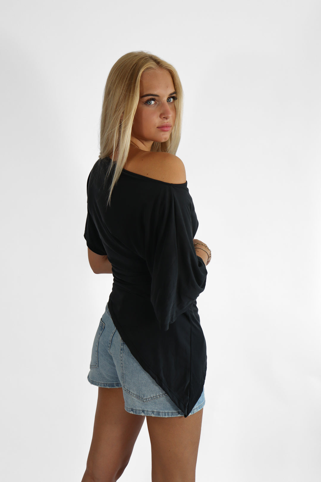 Ivory Draped Top - Stretch